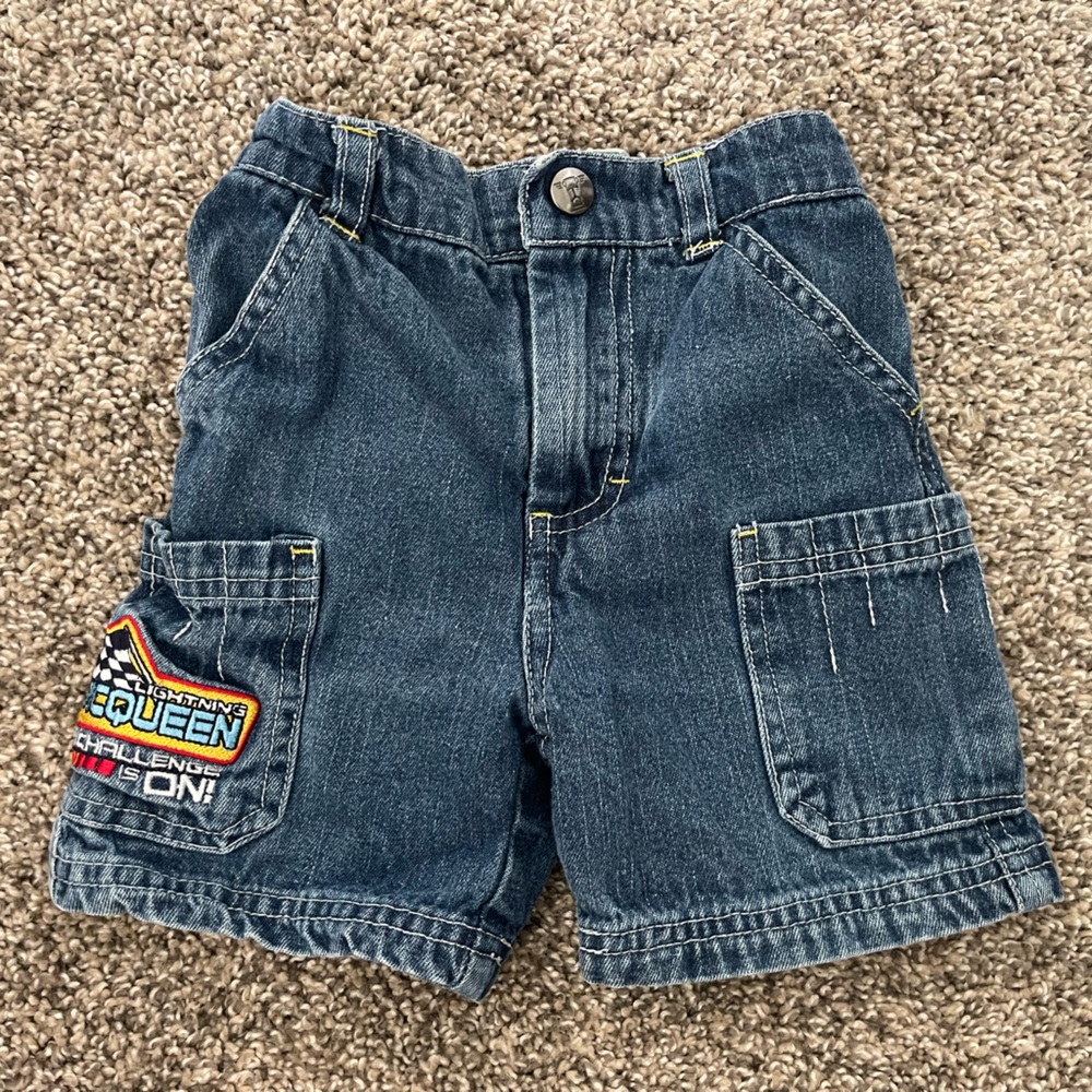 Infant Boy’s Vintage Y2K Disney Pixar Cars Lightning MCQueen Denim Shorts 12M